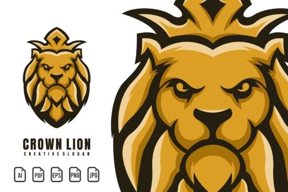 Crown Lion Mascot Logo: Power and Prestige for Your Brand