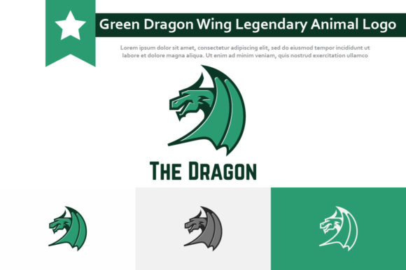 Green Dragon Wing Legendary Animal Logo: A Premium Design Asset