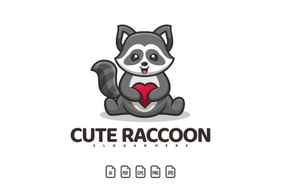 Valentine's Cute Raccoon Mascot Logo for Playful Branding